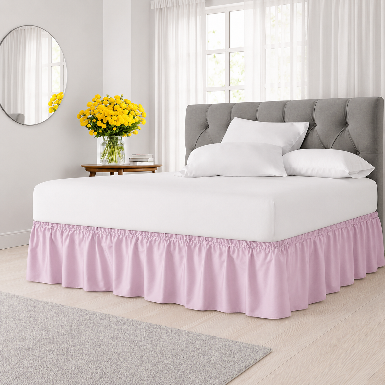 Ruffled Wrap Around Elastic Bed Skirt