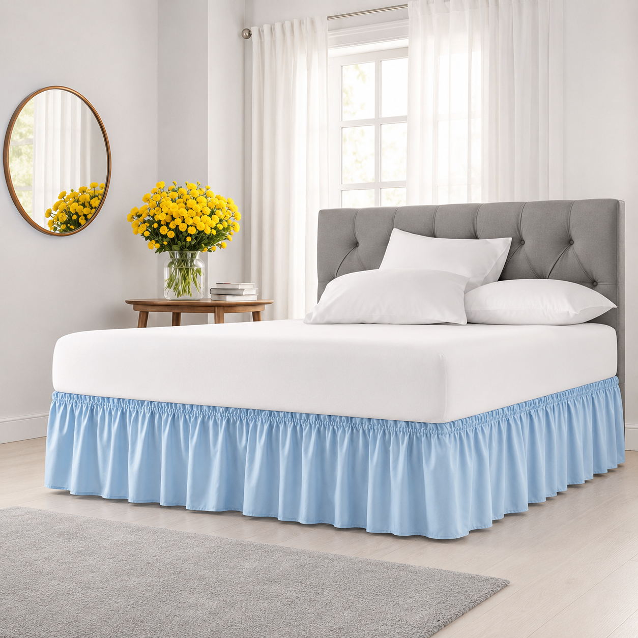 Ruffled Wrap Around Elastic Bed Skirt