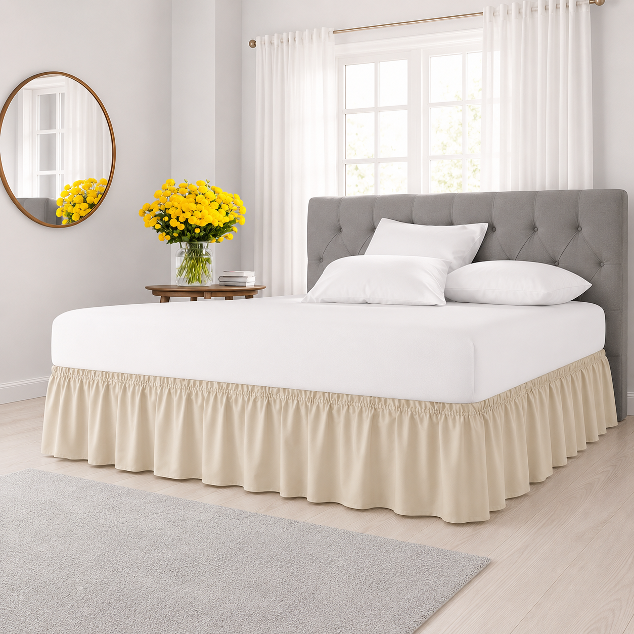Ruffled Wrap Around Elastic Bed Skirt