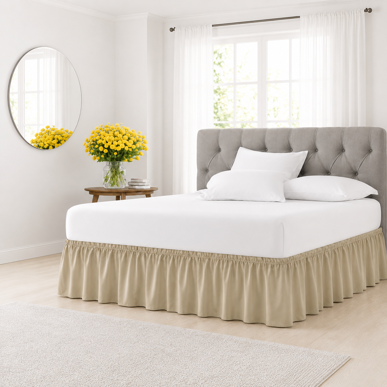 Ruffled Wrap Around Elastic Bed Skirt