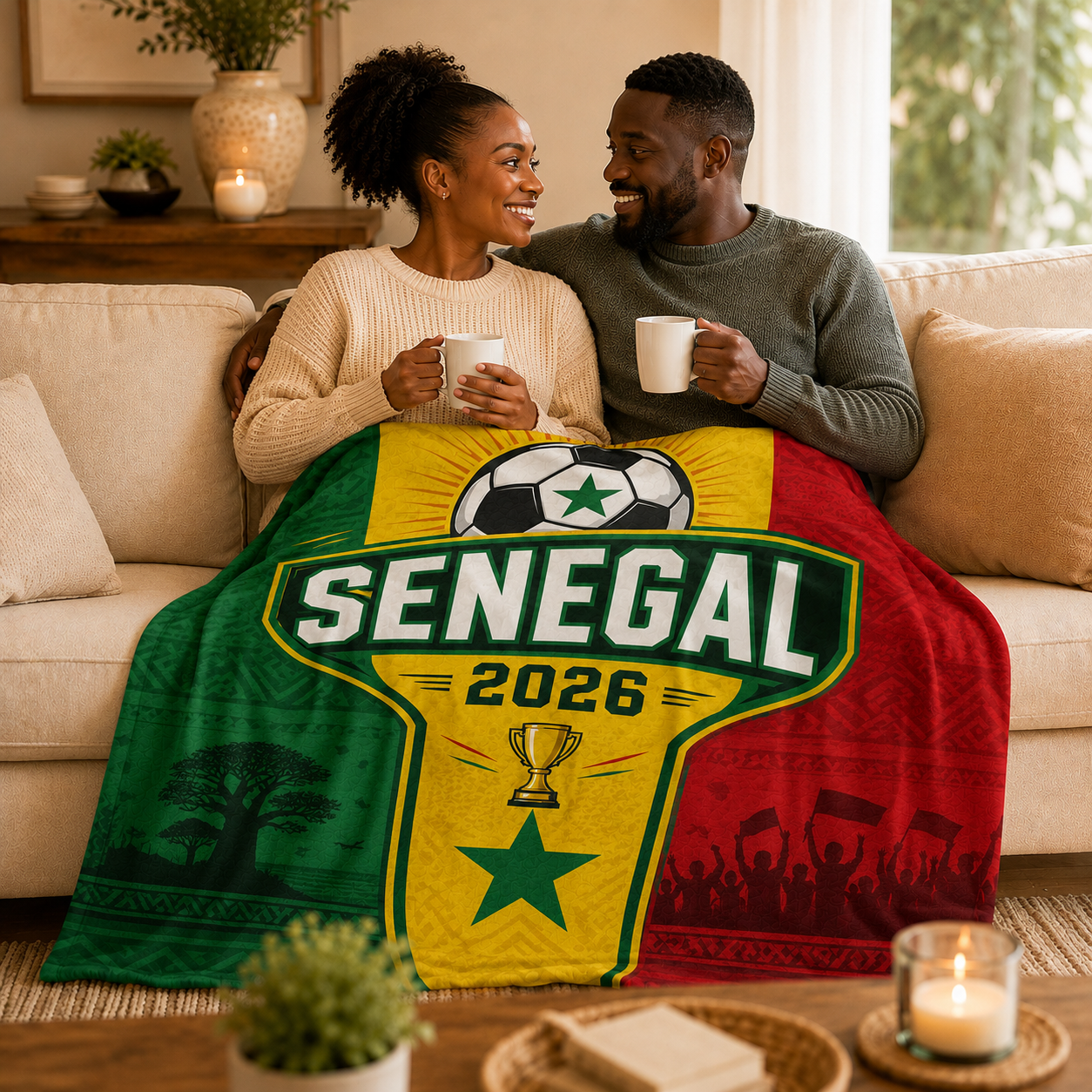 World Cup 2026 Senegal Soccer Themed Silk Touch Throw