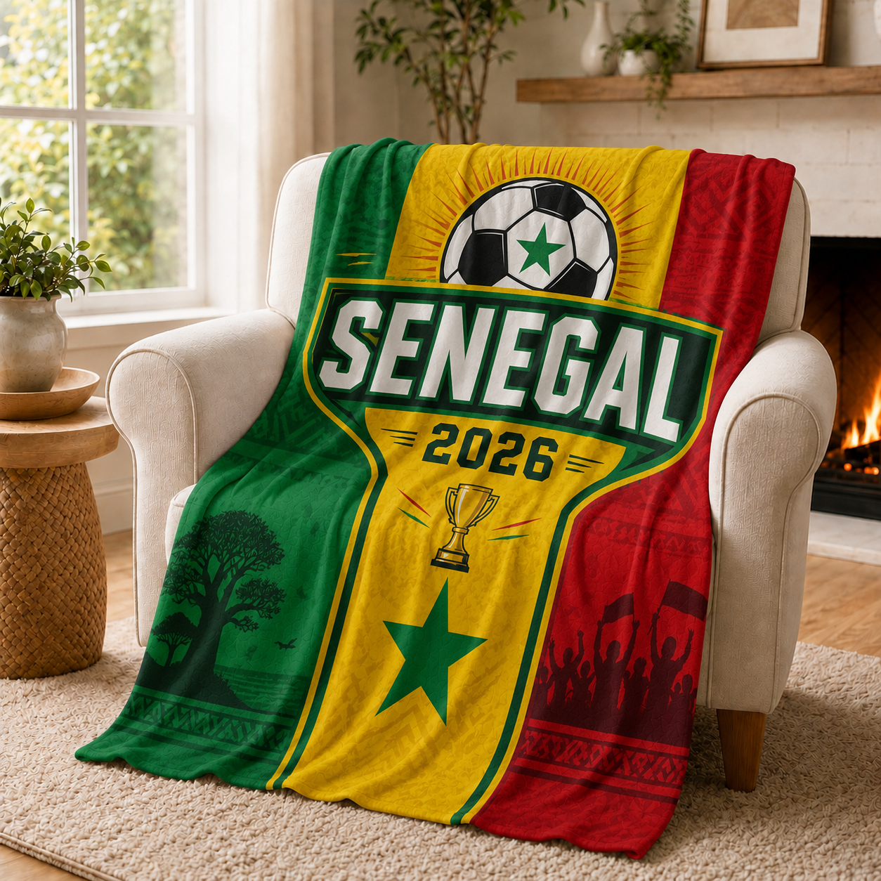World Cup 2026 Senegal Soccer Themed Silk Touch Throw