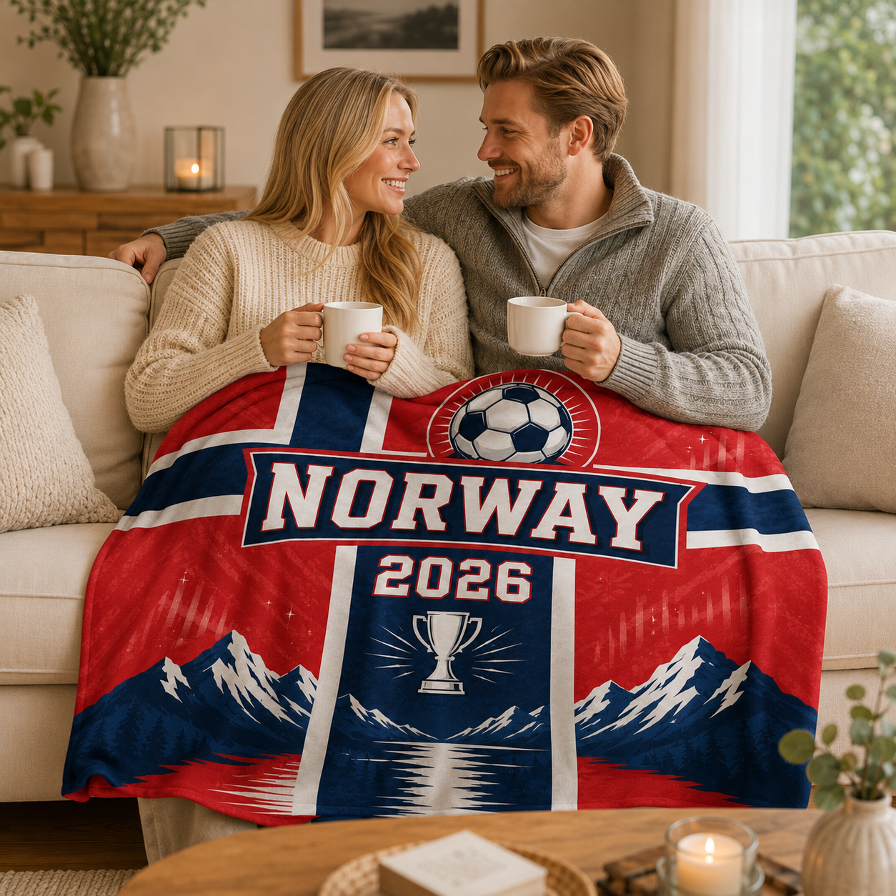World Cup 2026 Norway Soccer Themed Silk Touch Throw