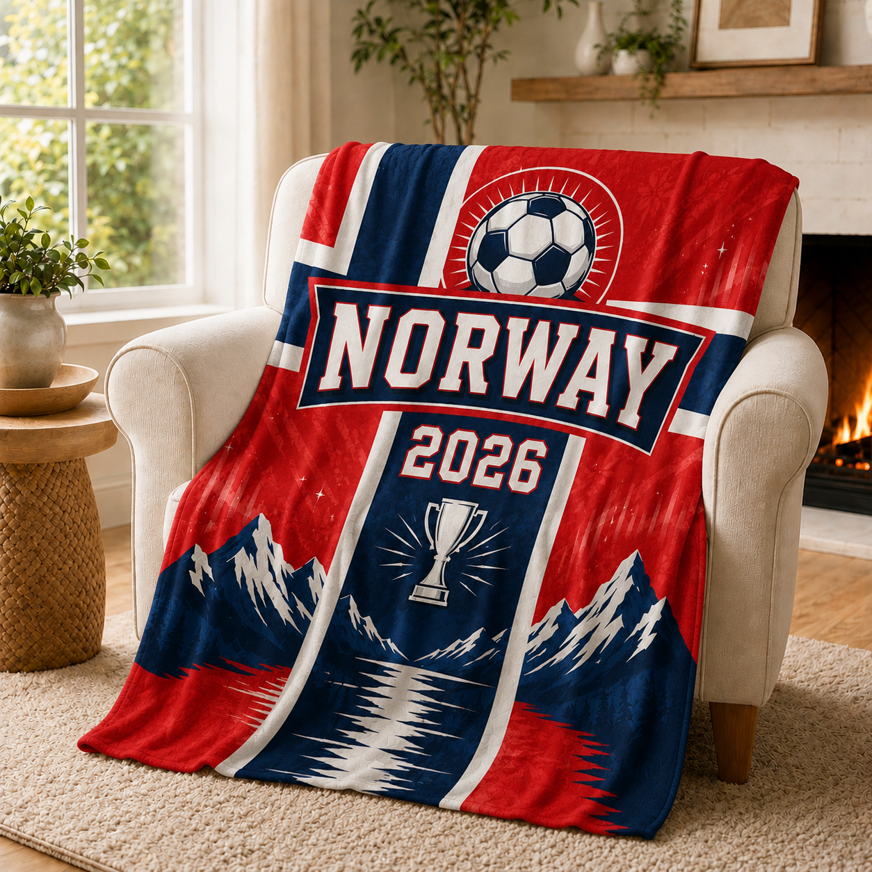 World Cup 2026 Norway Soccer Themed Silk Touch Throw