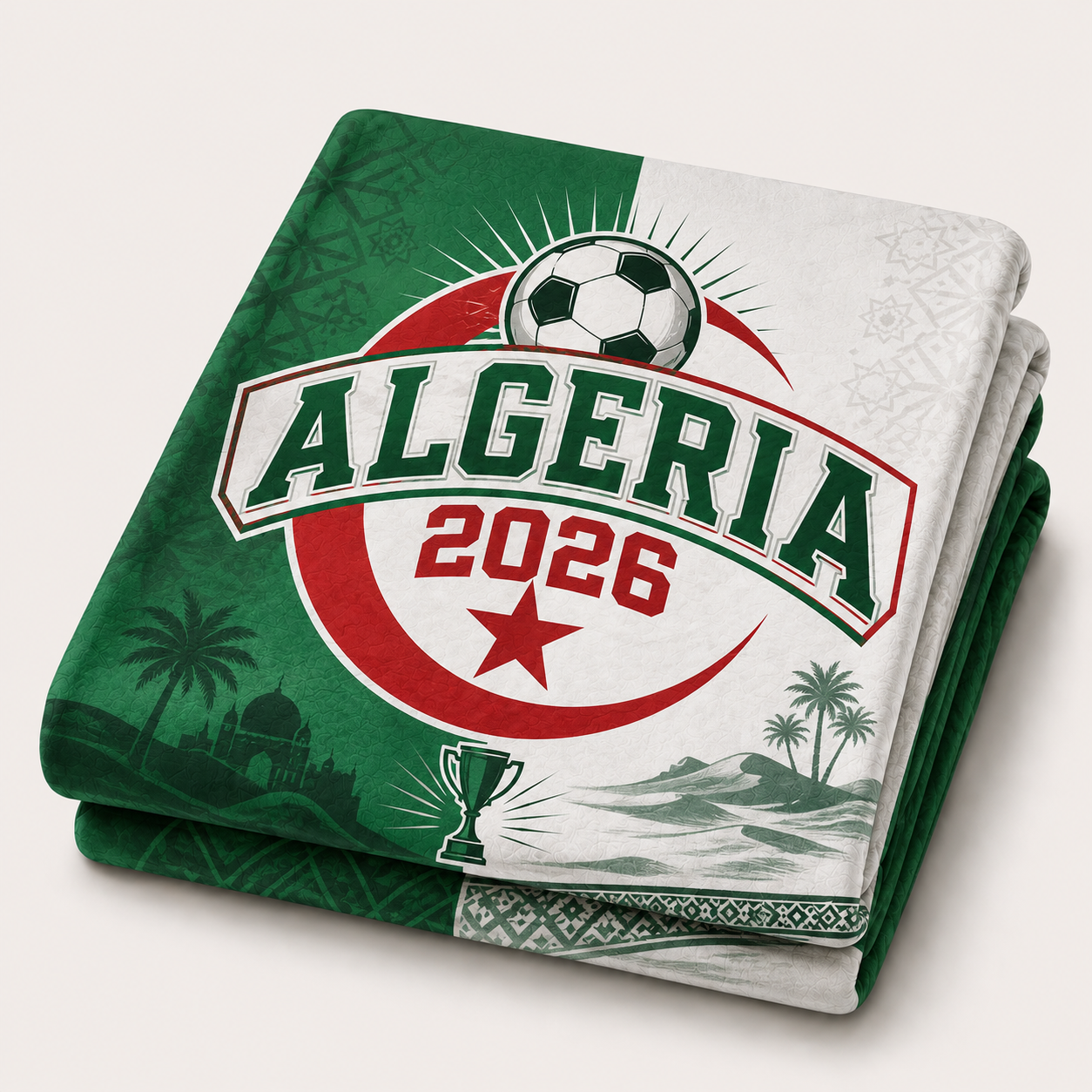 World Cup 2026 Algeria Soccer Themed Silk Touch Throw