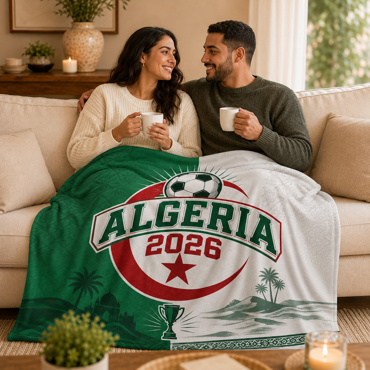 World Cup 2026 Algeria Soccer Themed Silk Touch Throw