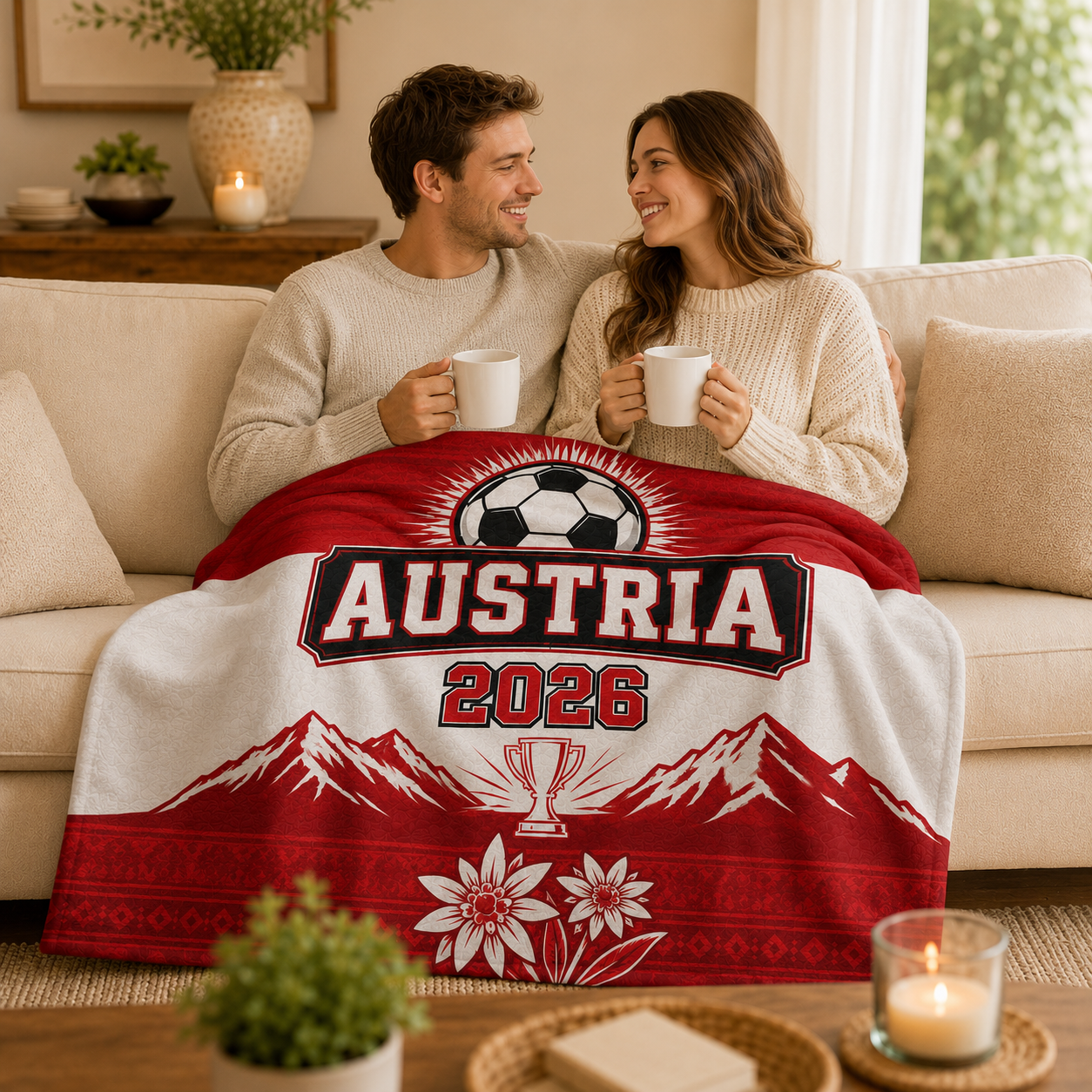 World Cup 2026 Austria Soccer Themed Silk Touch Throw
