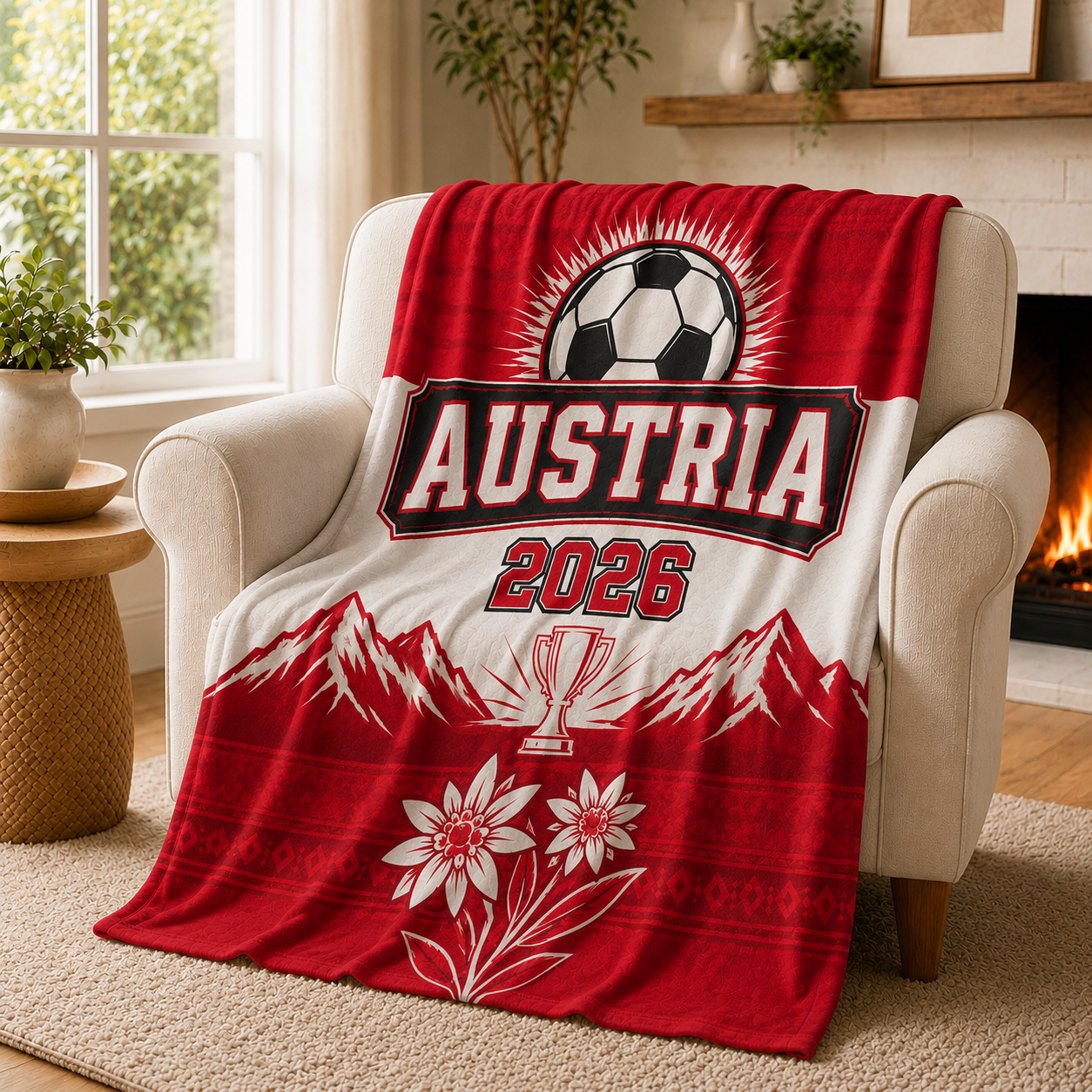 World Cup 2026 Austria Soccer Themed Silk Touch Throw