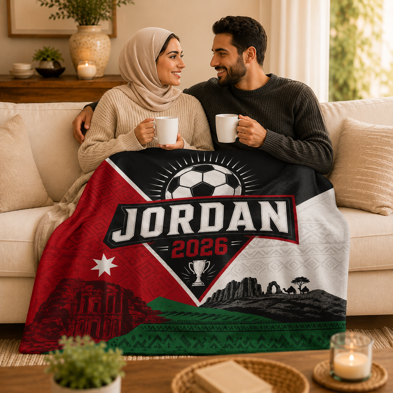 World Cup 2026 Jordan Soccer Themed Silk Touch Throw