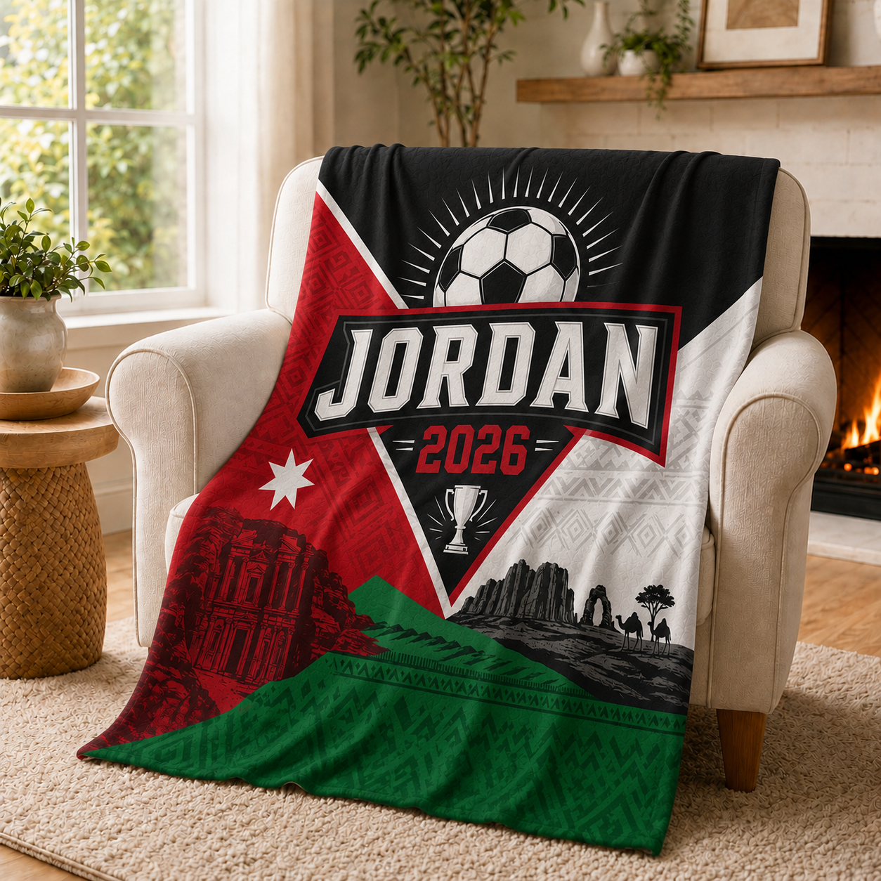 World Cup 2026 Jordan Soccer Themed Silk Touch Throw