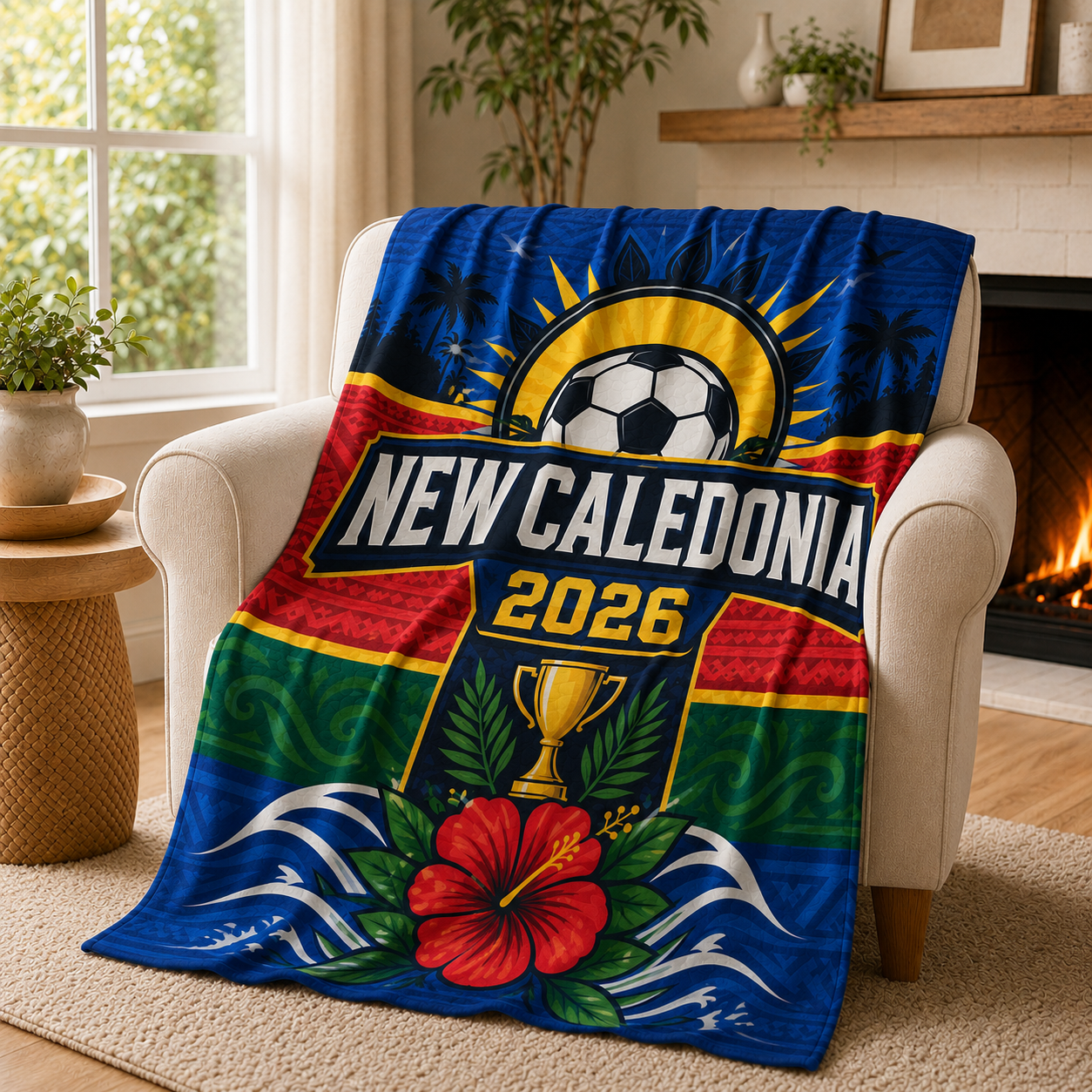 World Cup 2026 Caledonia Soccer Themed Silk Touch Throw