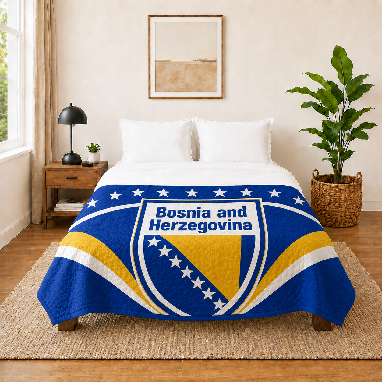 World Cup 2026 Bosnia and Herzegovina Soccer Themed Blanket