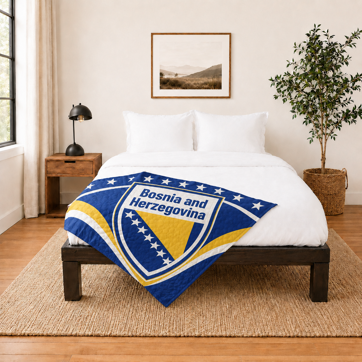 World Cup 2026 Bosnia and Herzegovina Soccer Themed Blanket