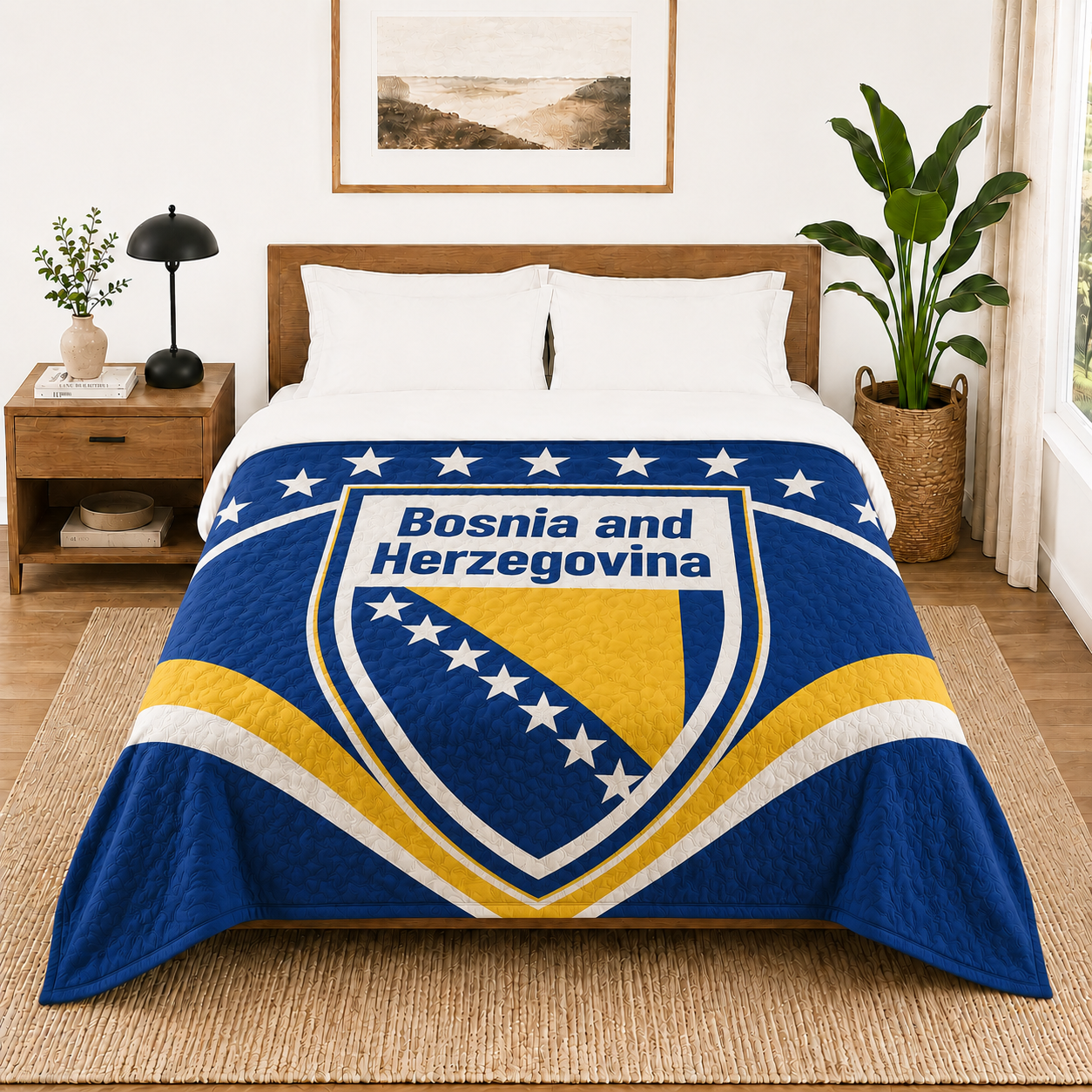 World Cup 2026 Bosnia and Herzegovina Soccer Themed Blanket