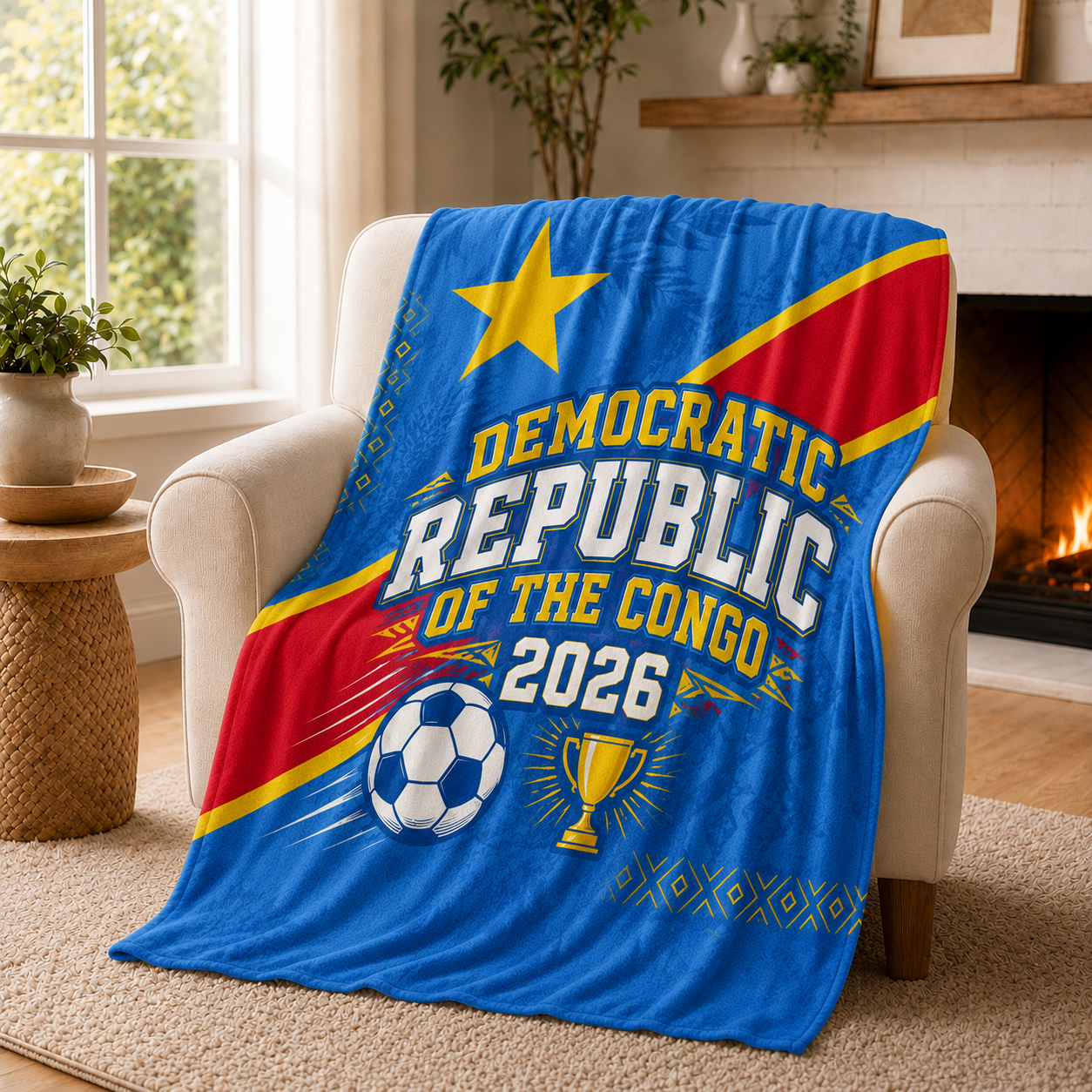 World Cup 2026 Democratic Republic Of The Congo Soccer Themed Silk Touch Throw