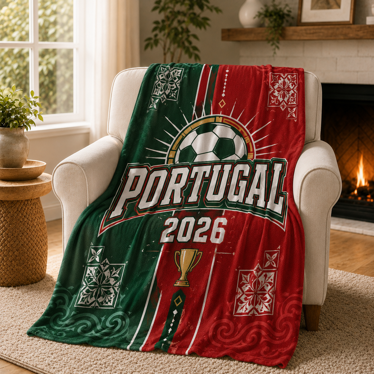 World Cup 2026 Portugal Soccer Themed Silk Touch Throw