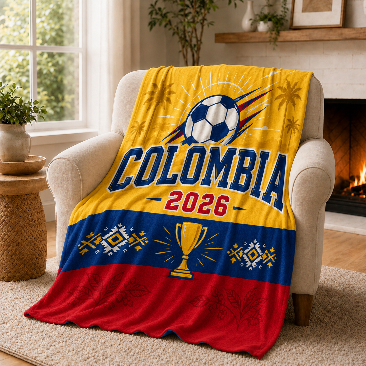 World Cup 2026 Colombia Soccer Themed Silk Touch Throw