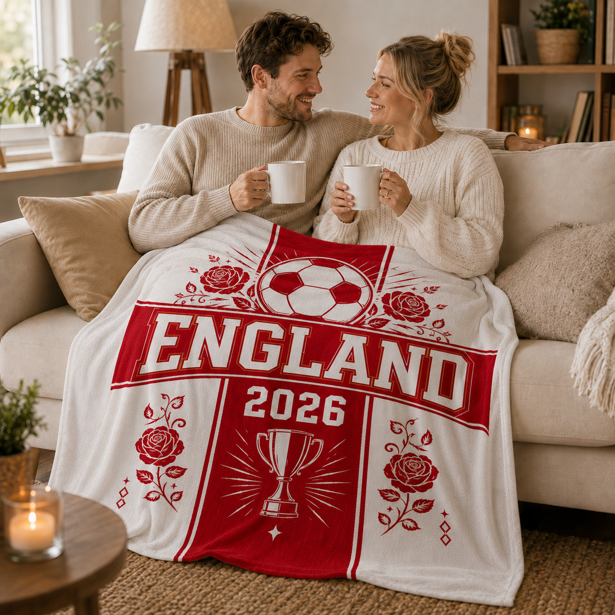 World Cup 2026 England Soccer Themed Silk Touch Throw