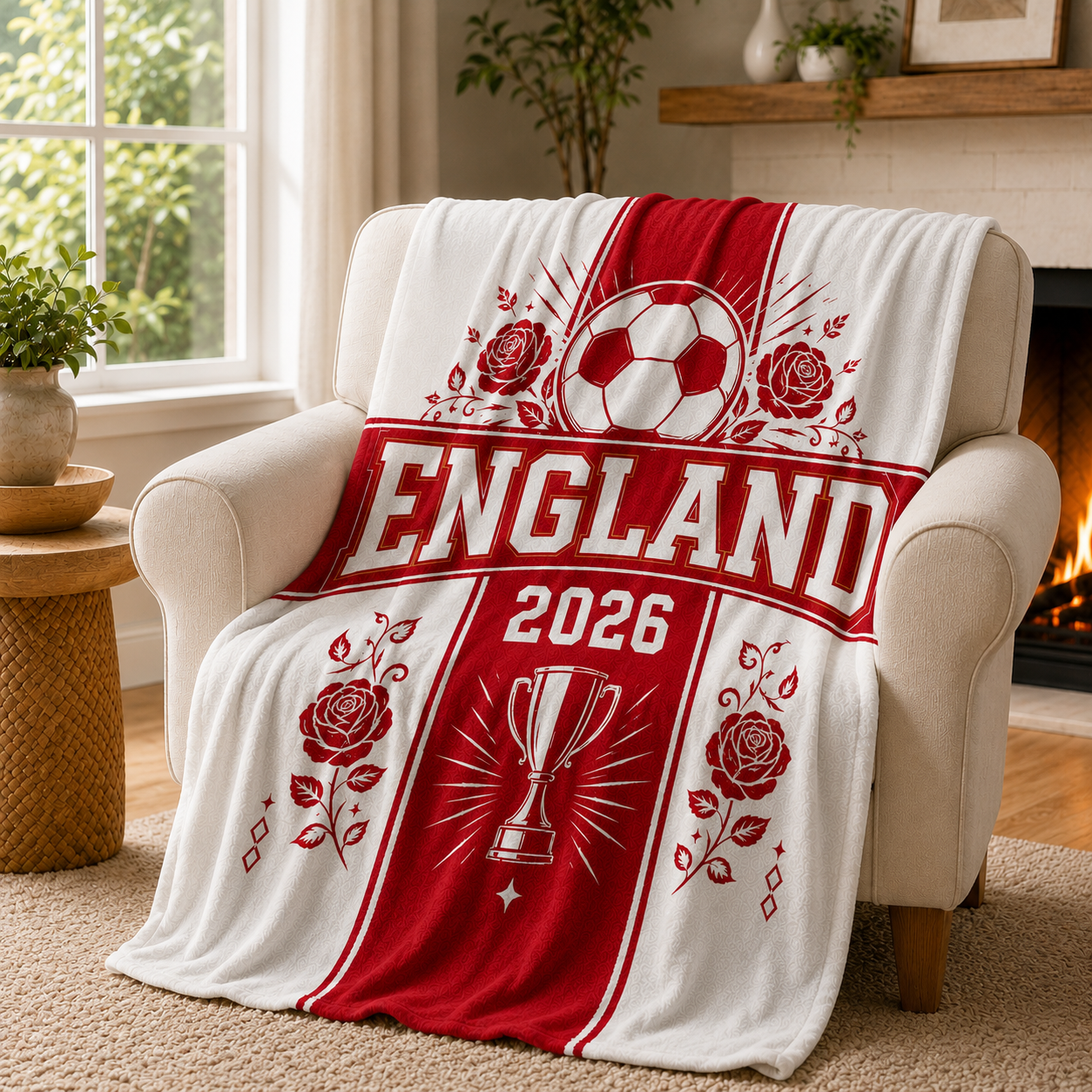 World Cup 2026 England Soccer Themed Silk Touch Throw