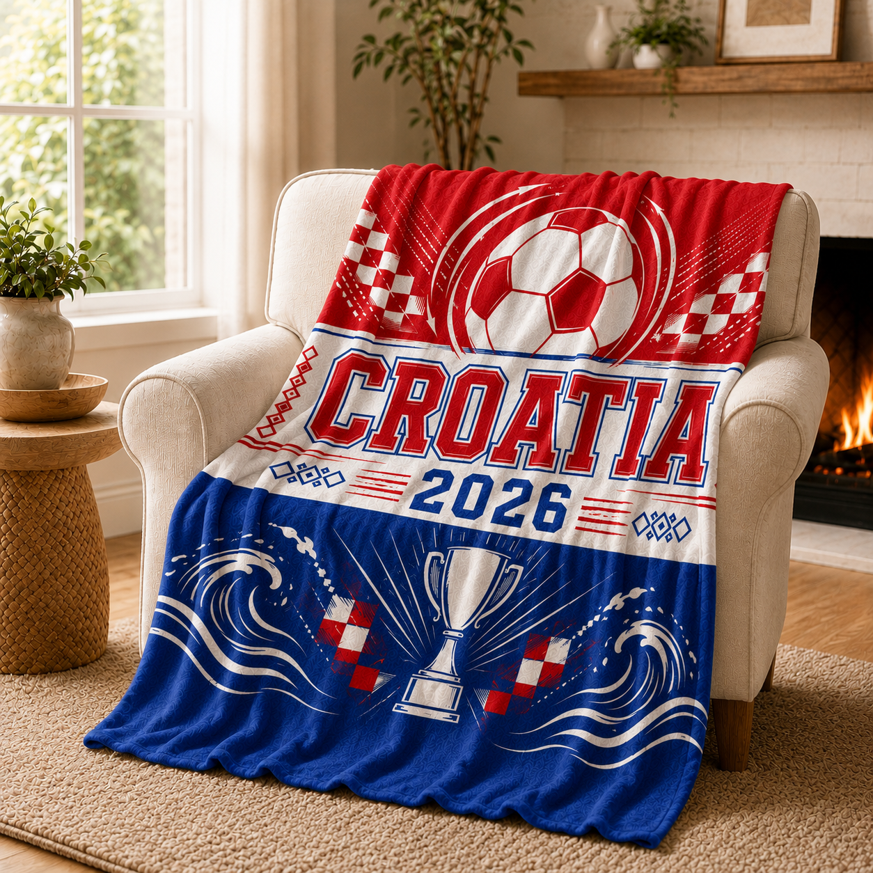 World Cup 2026 Croatia Soccer Themed Silk Touch Throw