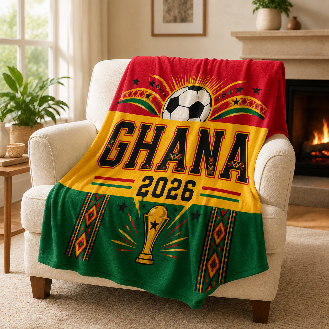 World Cup 2026 Ghana Soccer Themed Silk Touch Throw