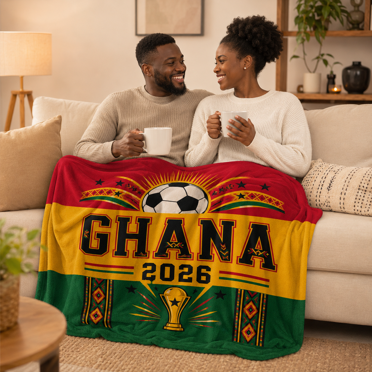 World Cup 2026 Ghana Soccer Themed Silk Touch Throw