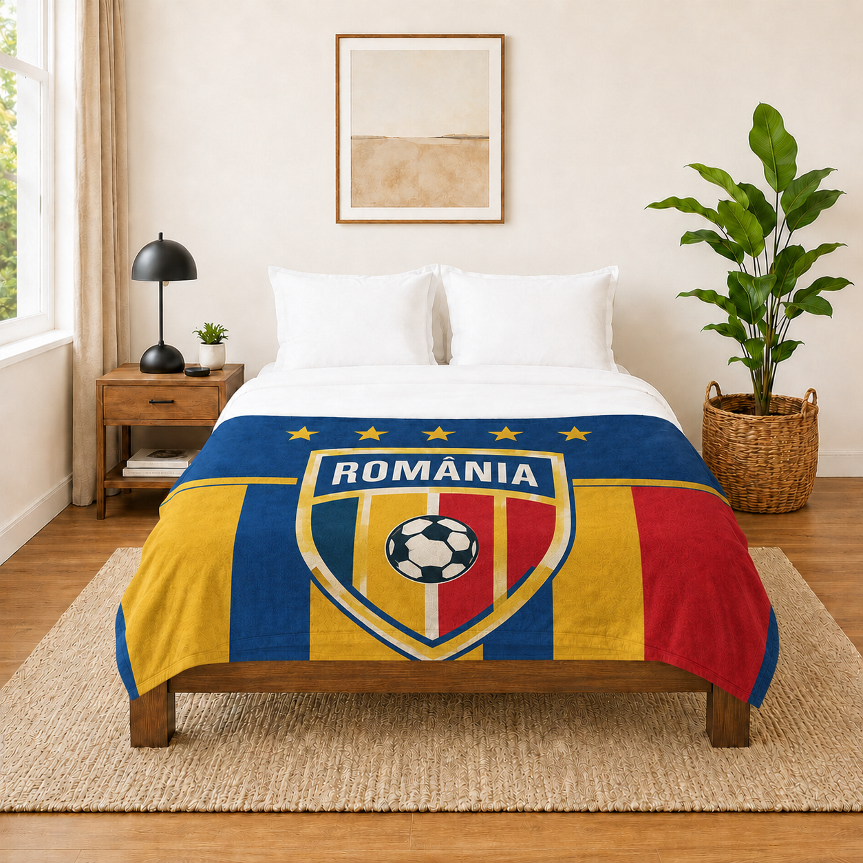 World Cup 2026 Romania Soccer Themed Blanket