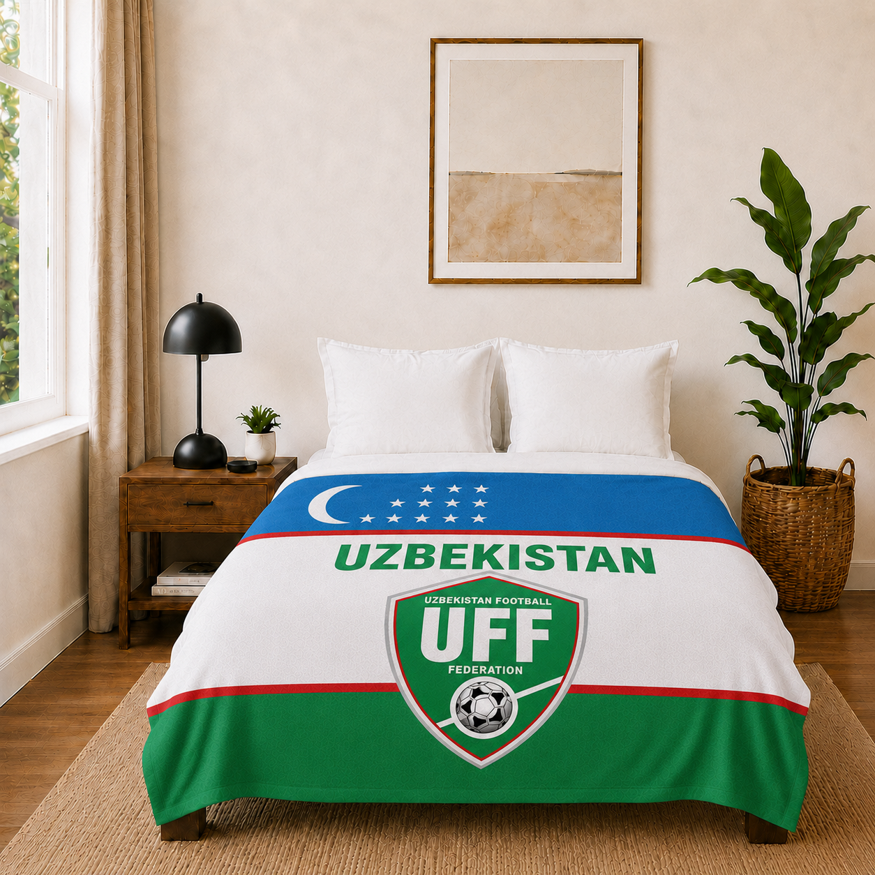 World Cup 2026 Uzbekistan Soccer Themed Blanket