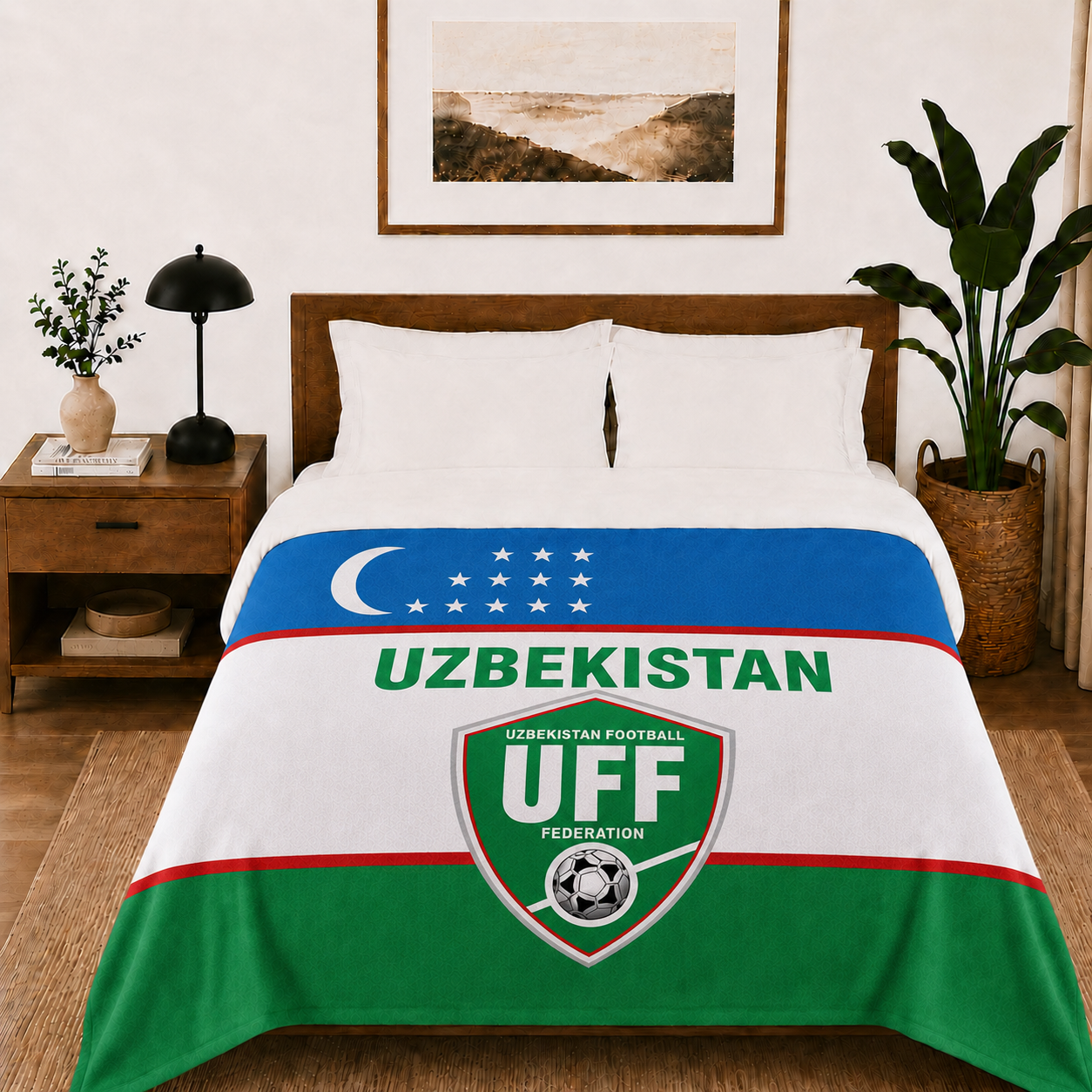 World Cup 2026 Uzbekistan Soccer Themed Blanket