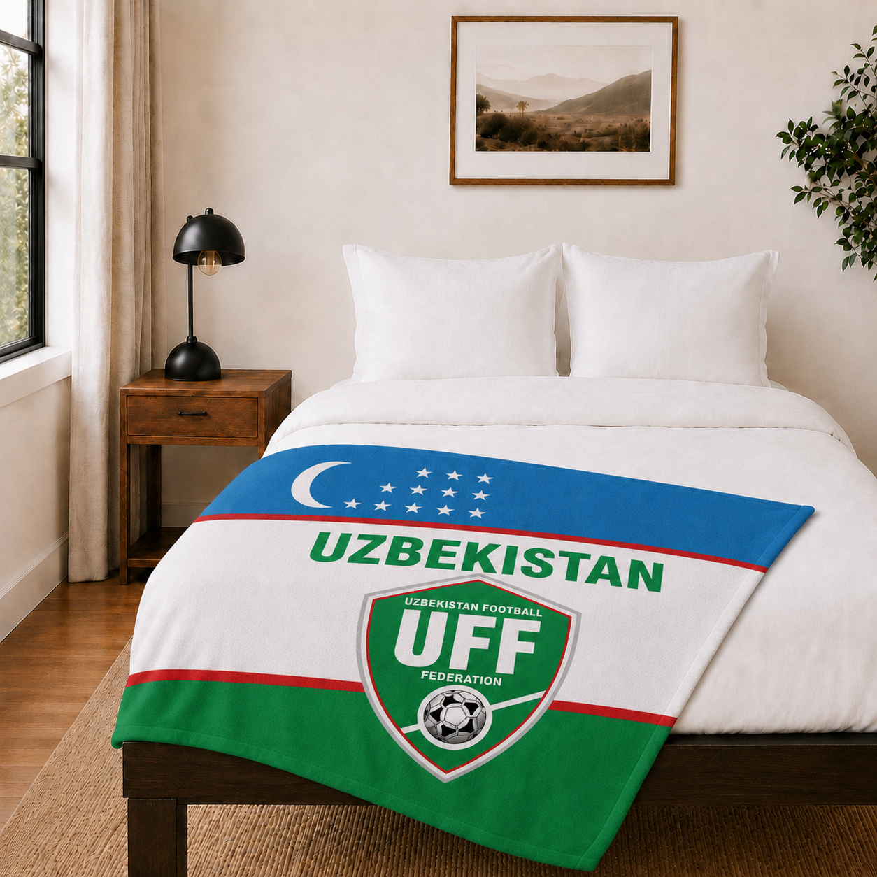 World Cup 2026 Uzbekistan Soccer Themed Blanket