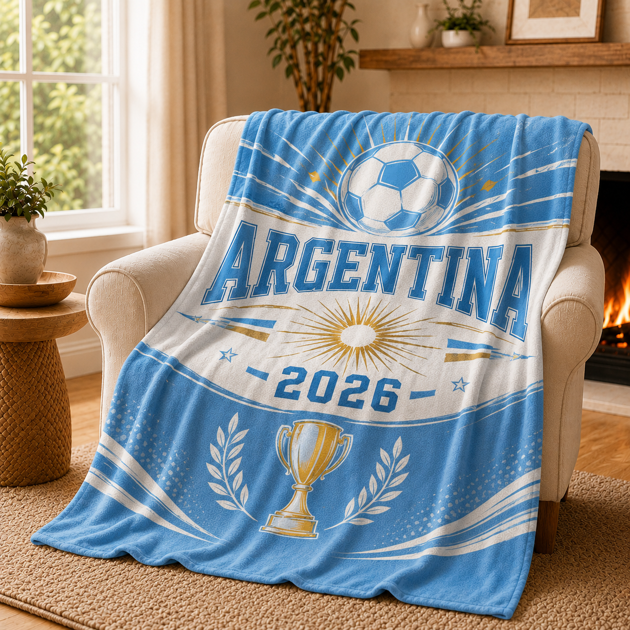 World Cup 2026 Argentina Soccer Themed Silk Touch Throw