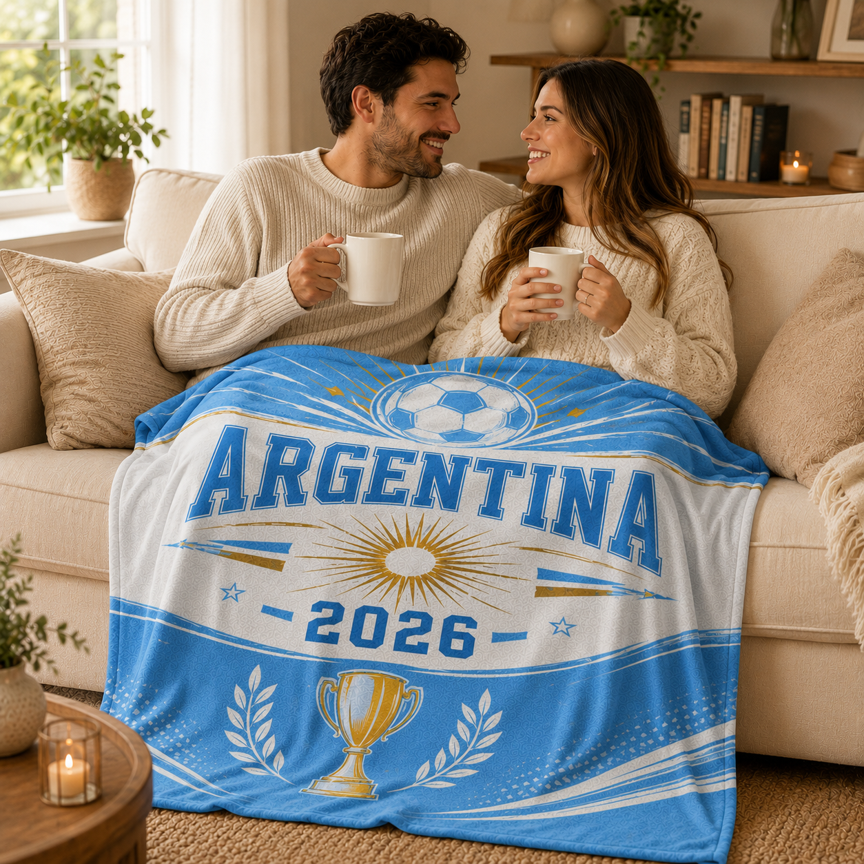 World Cup 2026 Argentina Soccer Themed Silk Touch Throw