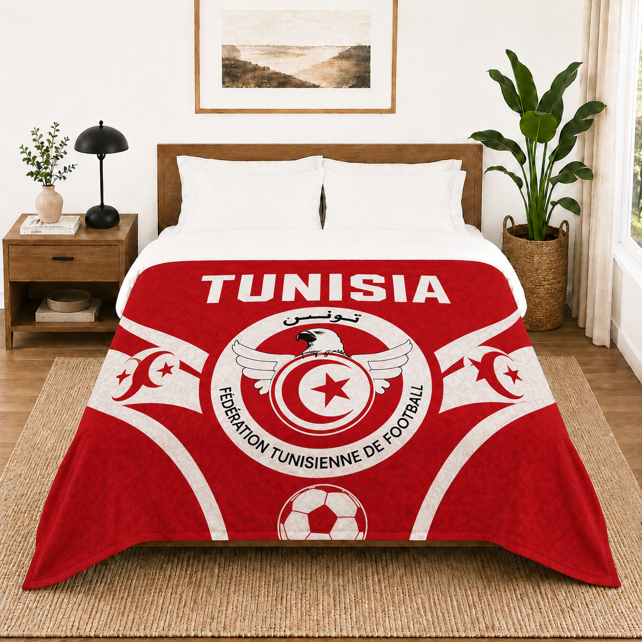 World Cup 2026 Tunisia Soccer Themed Blanket