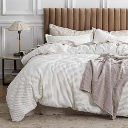 Classic Cotton Waffle Duvet Cover Set