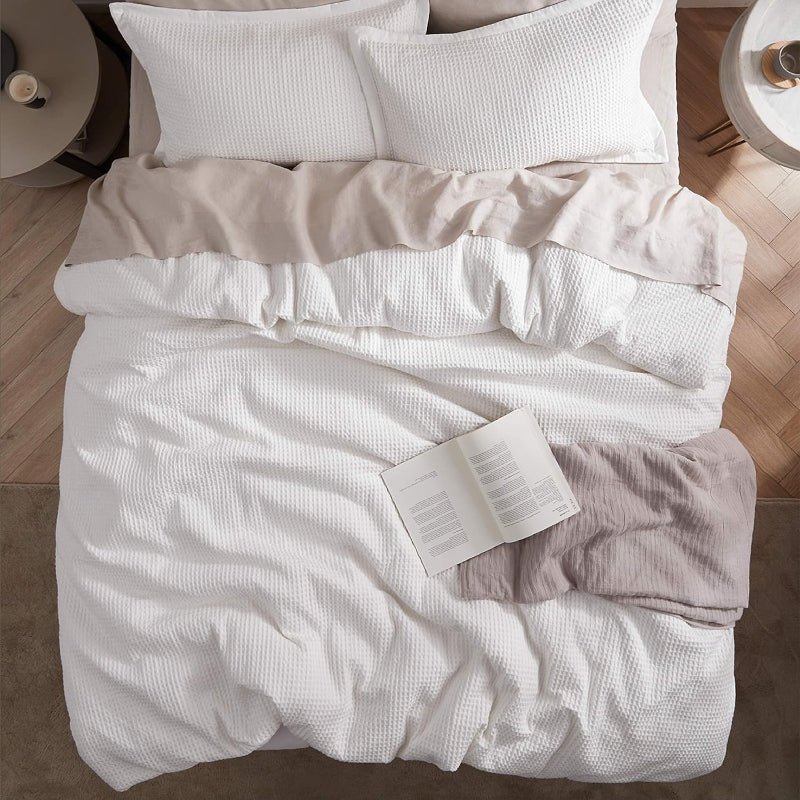 Classic Cotton Waffle Duvet Cover Set