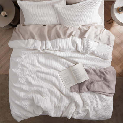 Classic Cotton Waffle Duvet Cover Set