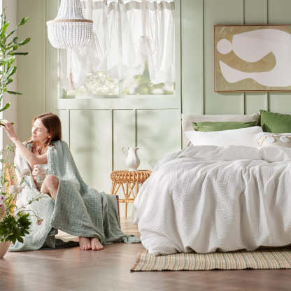 Classic Cotton Waffle Duvet Cover Set