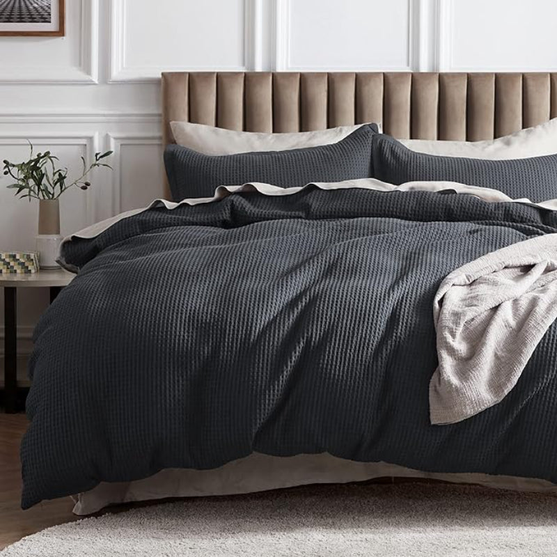 Classic Cotton Waffle Duvet Cover Set