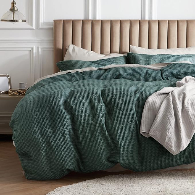 Classic Cotton Waffle Duvet Cover Set
