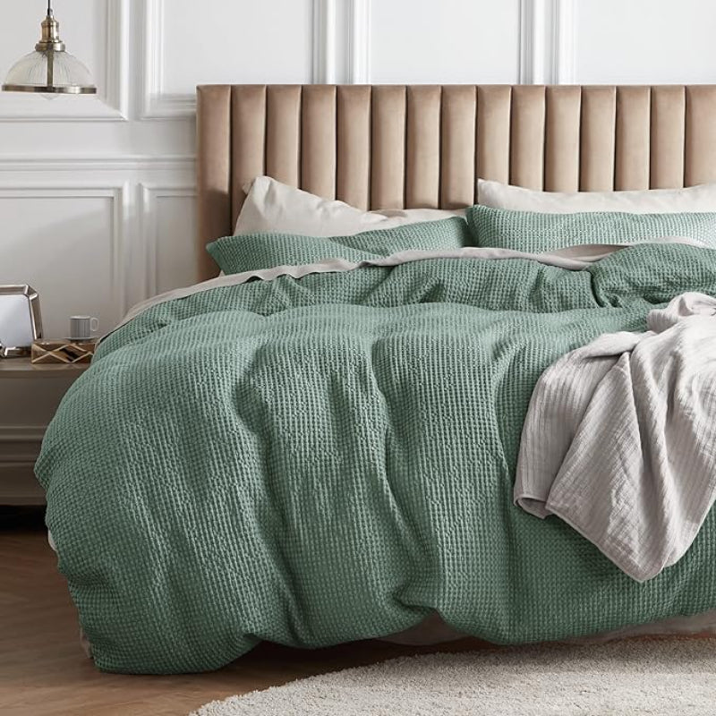 Classic Cotton Waffle Duvet Cover Set