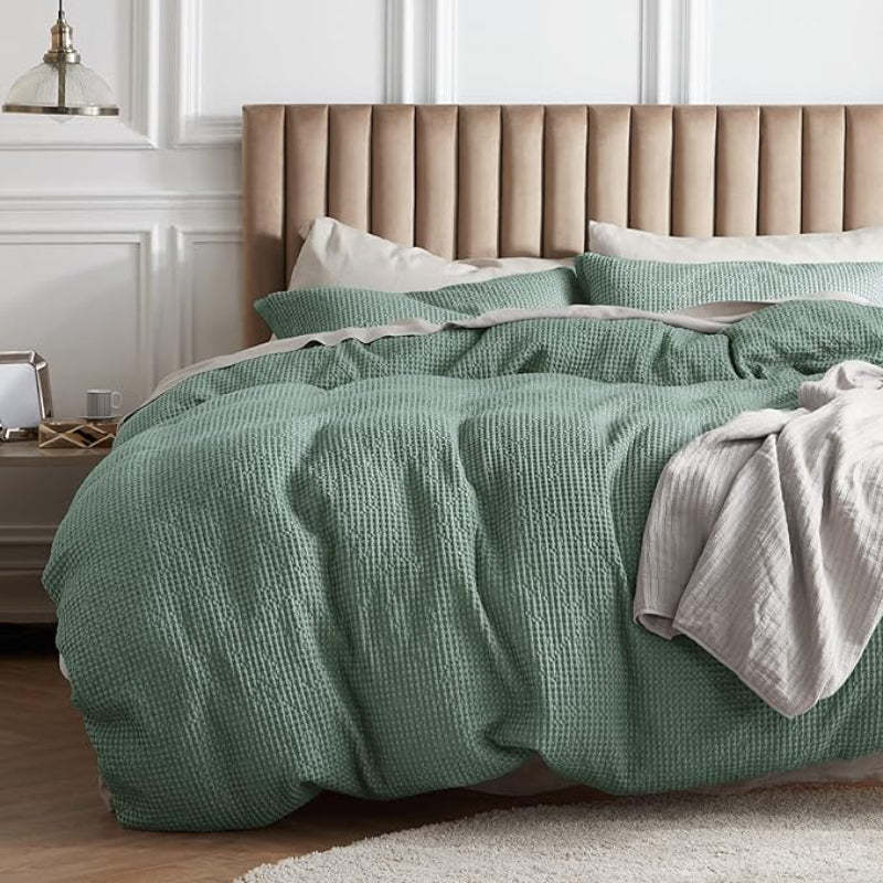 Classic Cotton Waffle Duvet Cover Set