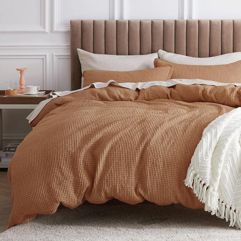 Classic Cotton Waffle Duvet Cover Set