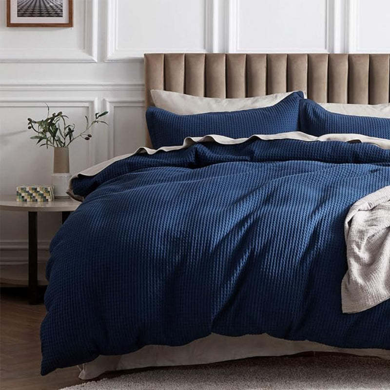 Classic Cotton Waffle Duvet Cover Set