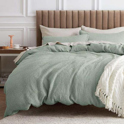 Classic Cotton Waffle Duvet Cover Set
