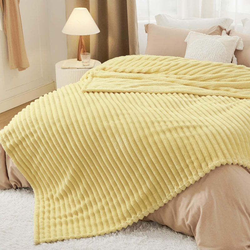 Cozy Stripe Pattern Flannel Fleece Blanket
