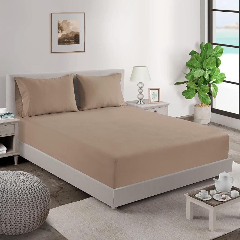 Taupe Organic Cotton Percale Sheet Set