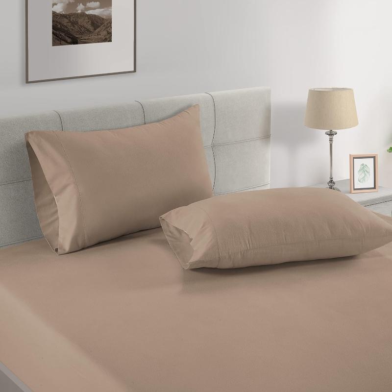 Taupe Organic Cotton Percale Sheet Set
