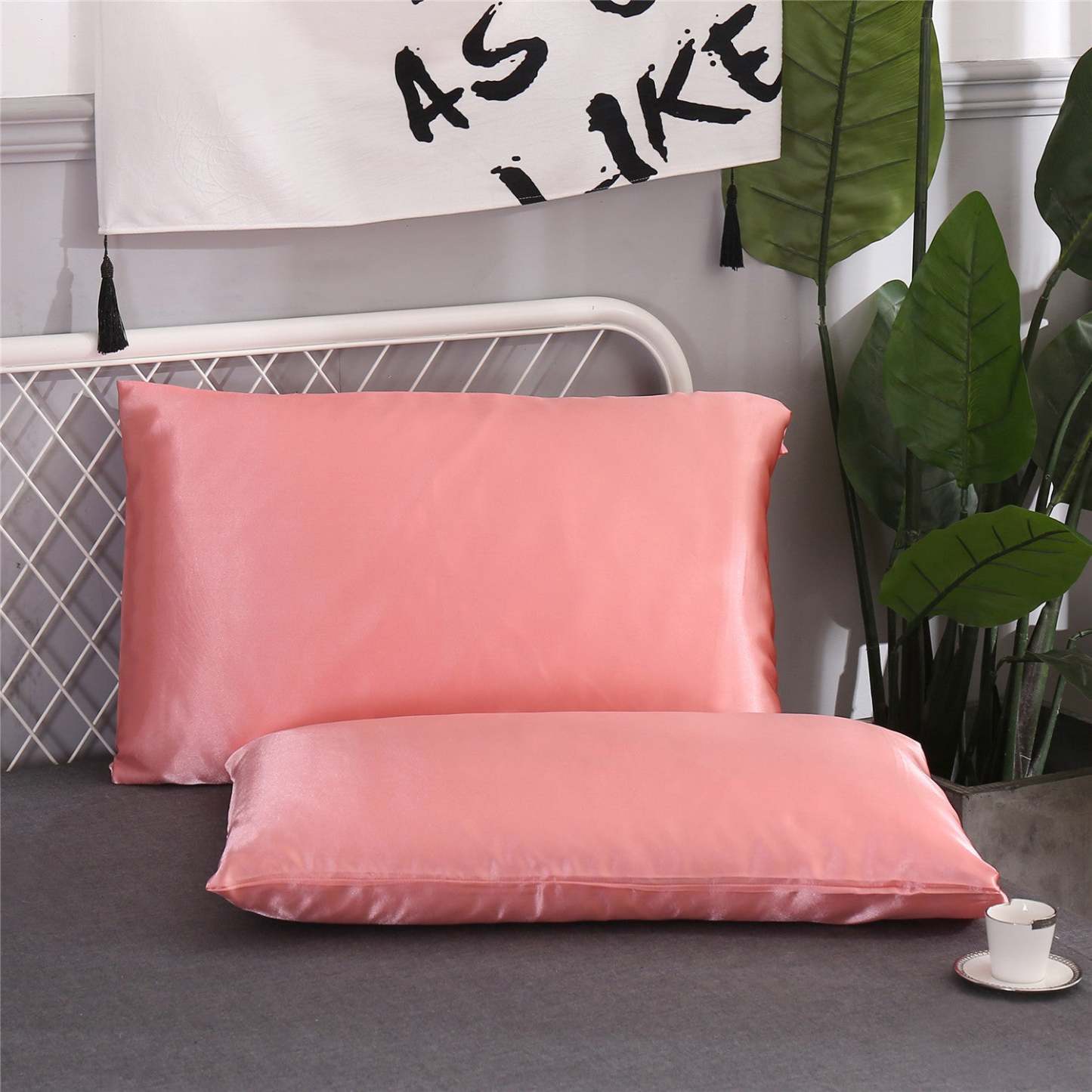 Set Of 2 Satin Silk Pillowcases For Hair And Skin With Envelope Closure