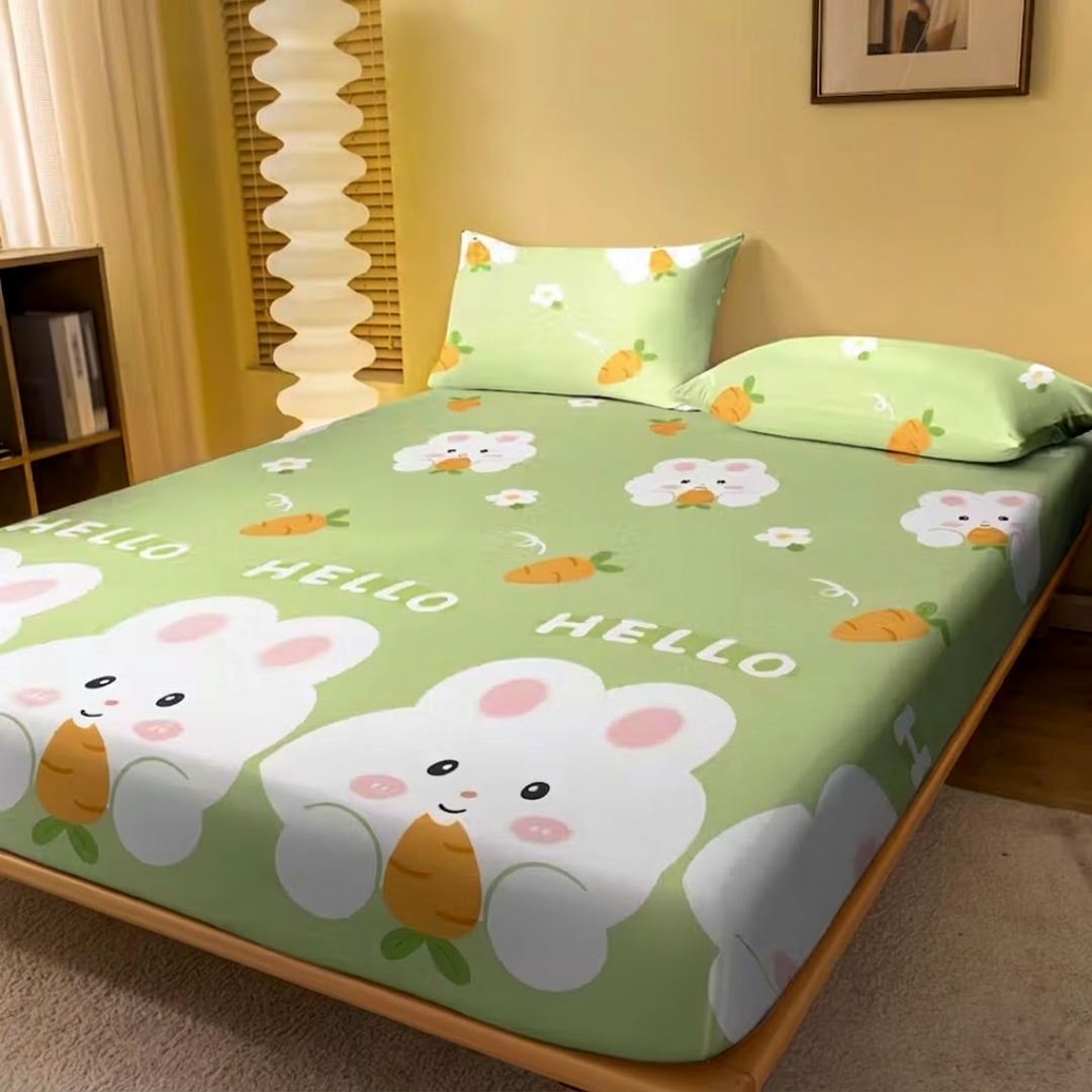 Whimsical Cartoon Rabbit Carrot Pattern Sheet