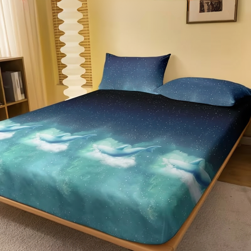 Geometric Pattern Fitted Bed Sheet Cover Modern Bedding